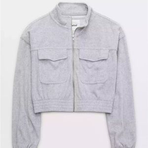 Aerie Groove-On Velour Full Zip Jacket